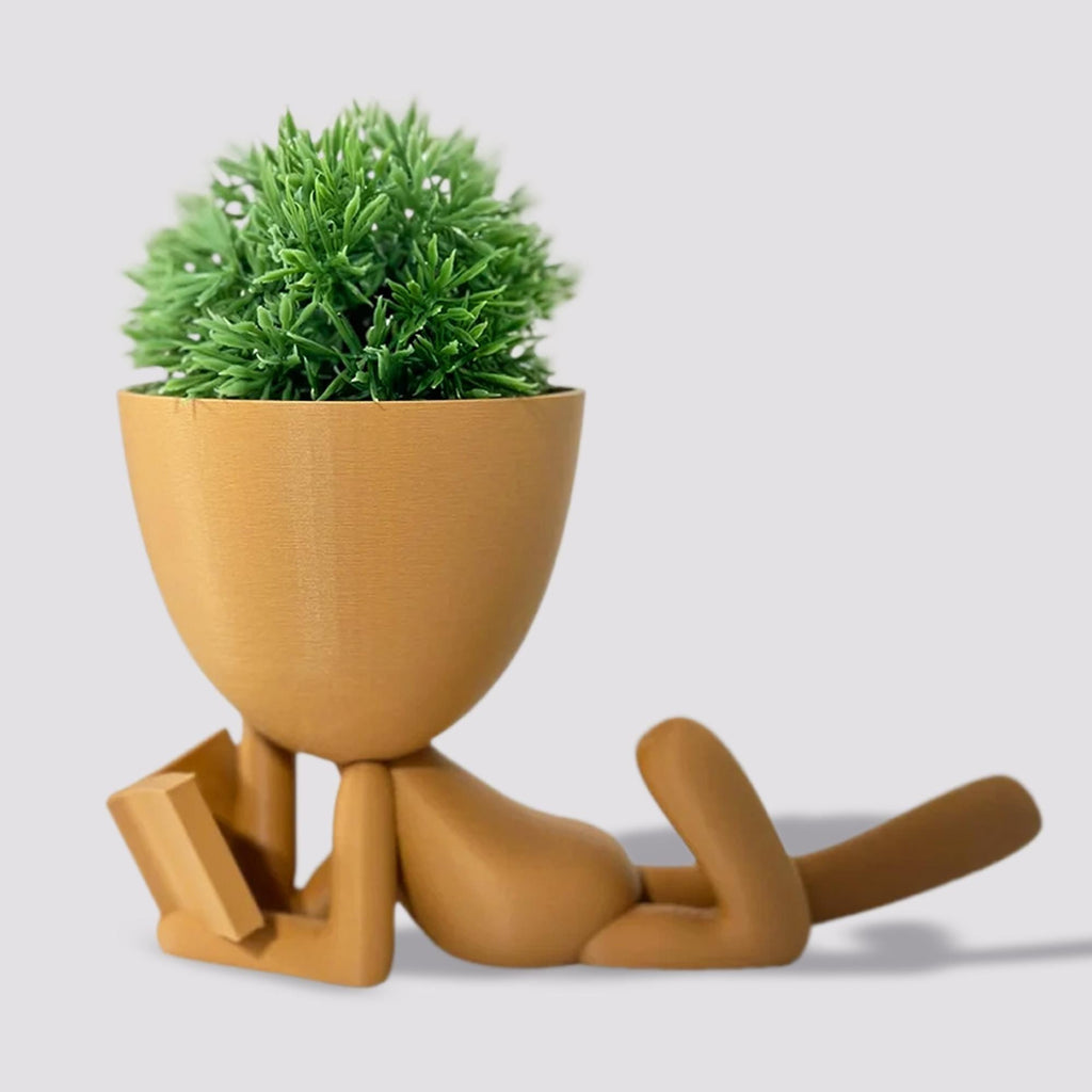 Planter Book Reader, People Planter - Small Plant Pot - 3d Printed Planter | Plant Stand | Book Nook