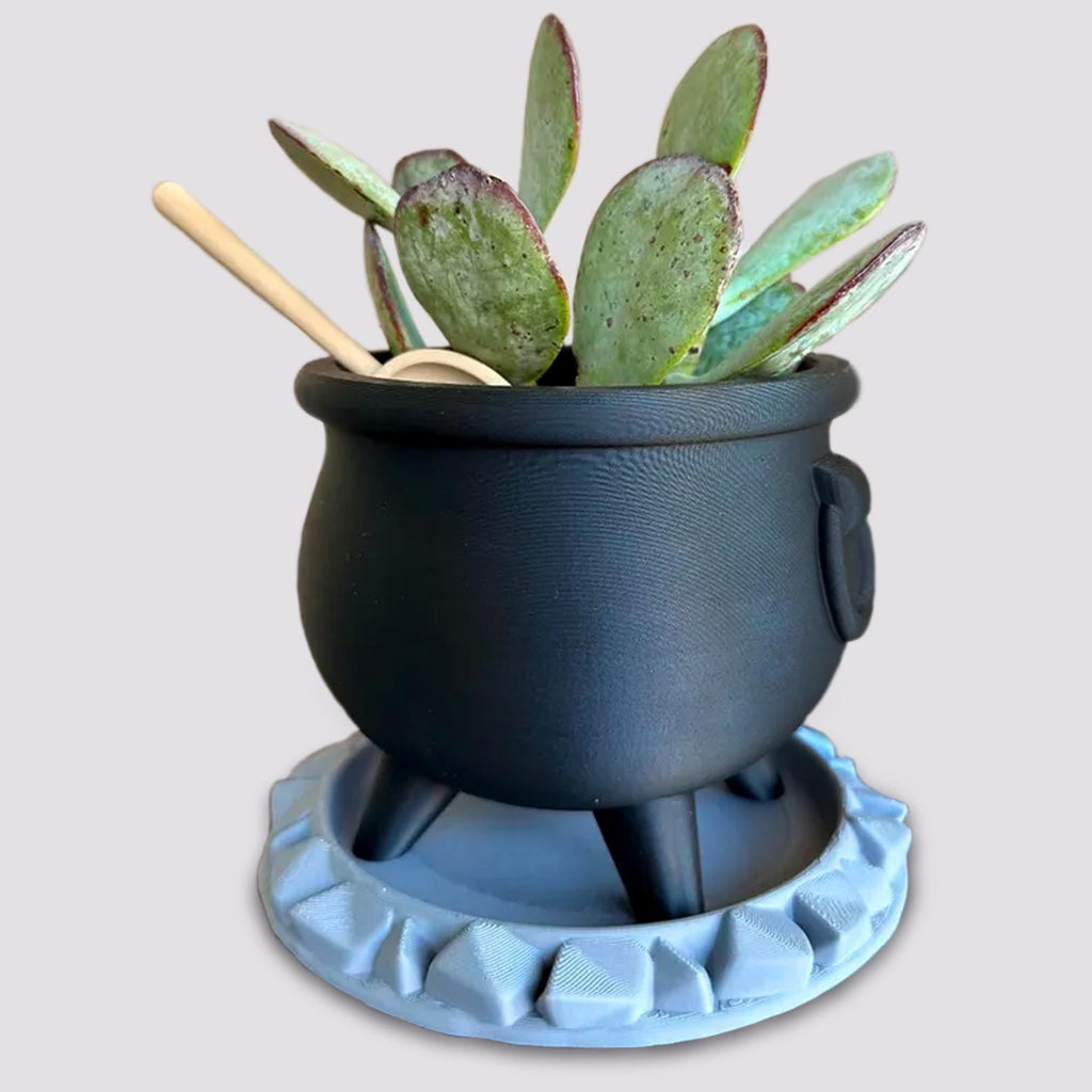 Witch Cauldron Planter Pots With Drainage - FREE SPOON and Drain Tray -  Home Decor - Hoco Pucus 3D printed planter - Halloween decor