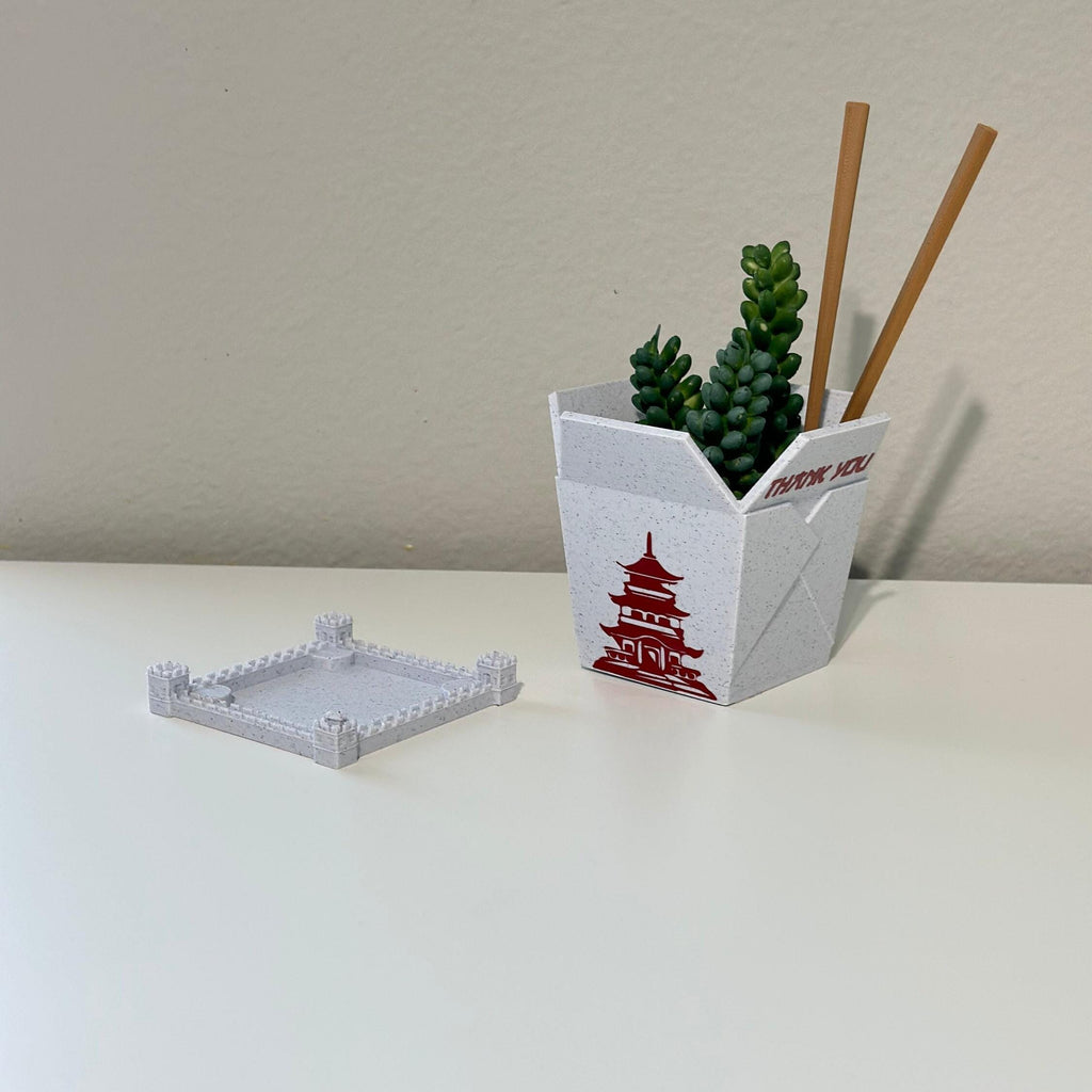 Plant pots 3D printed Chinese takeout, indoor planters Chinese Planter Take-Out Box Marble take out planter, 3D printed planter