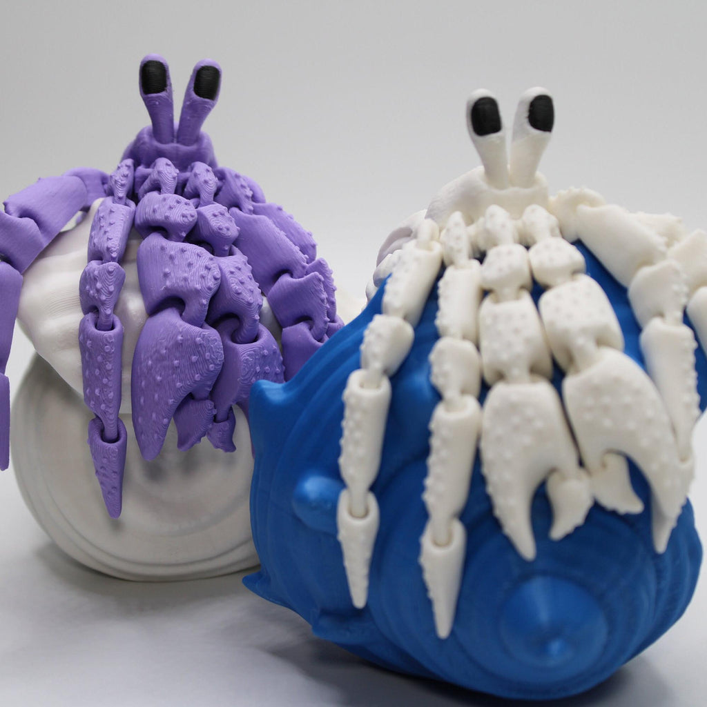 Hermit Crab Flexible 3D Print, Home Decore with our Flexible and Posable HermitCrab, office decorator 3D printed - Articulated Hermit Crab